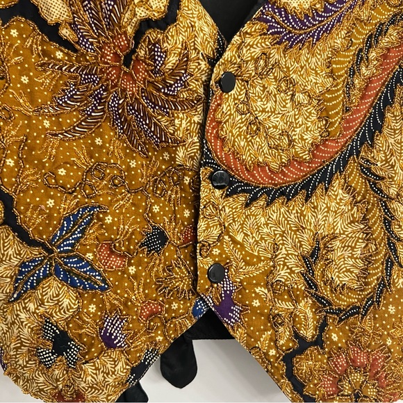 Vintage Moda International Retro Black & Gold Beaded Vest, Size Medium - Picture 3 of 10